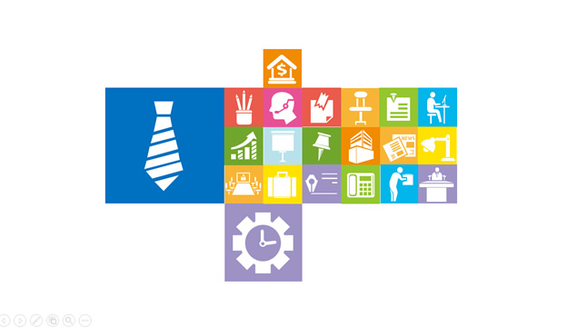 正方形扁平化商务常用ppt图标下载
