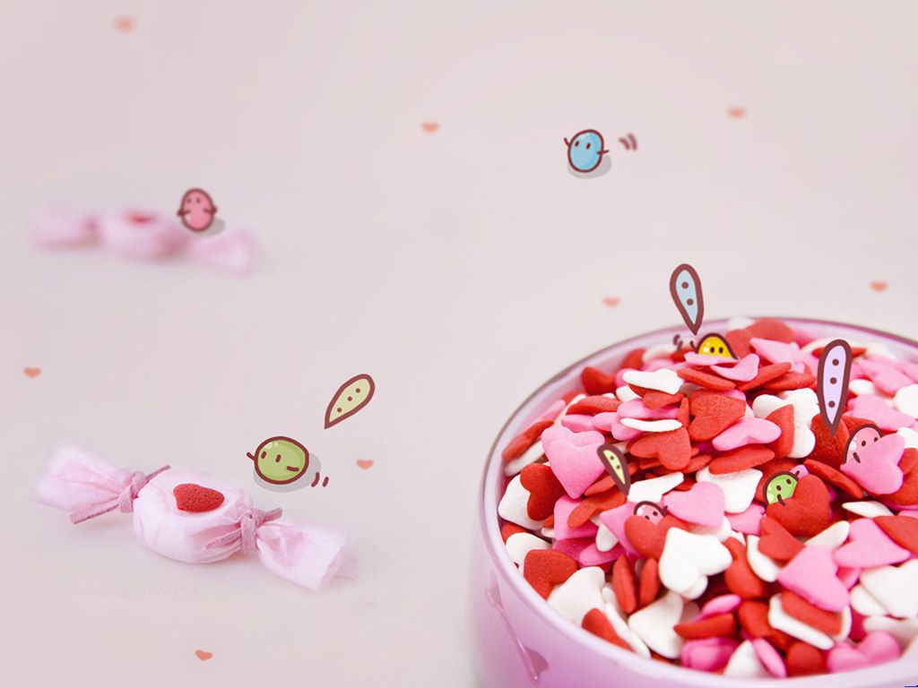 可爱的粉色爱心糖果背景图片