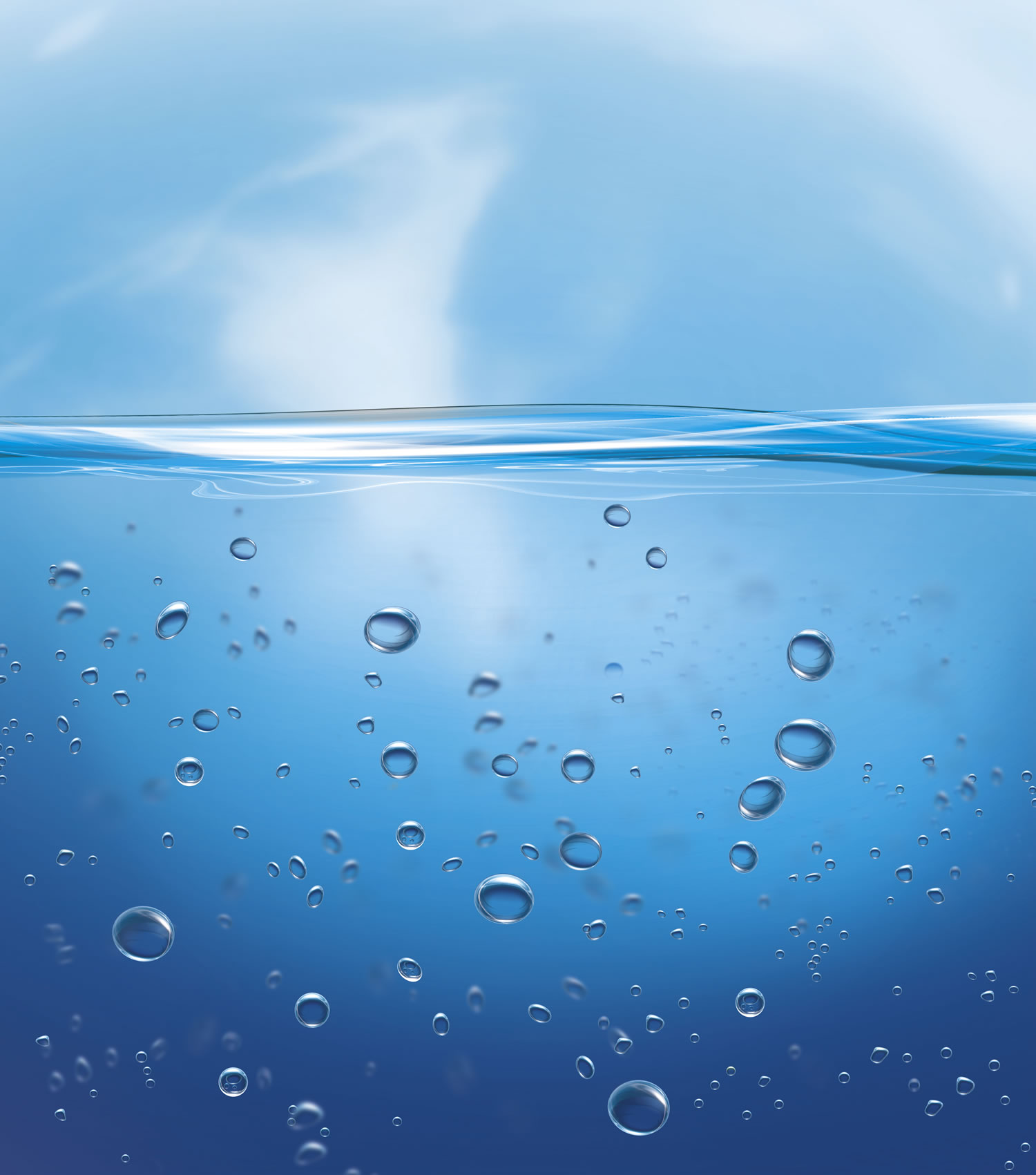 清凉淡雅蓝水与气泡图片