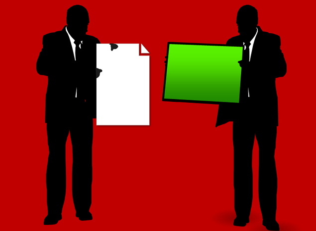 商务人物拿着白板