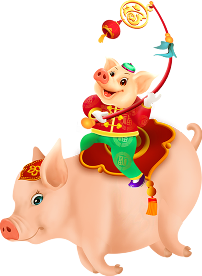骑在猪背上的可爱的小猪免抠图