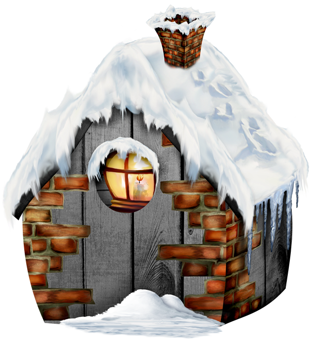 房顶厚厚的雪冬季小屋png高清大图（12张）